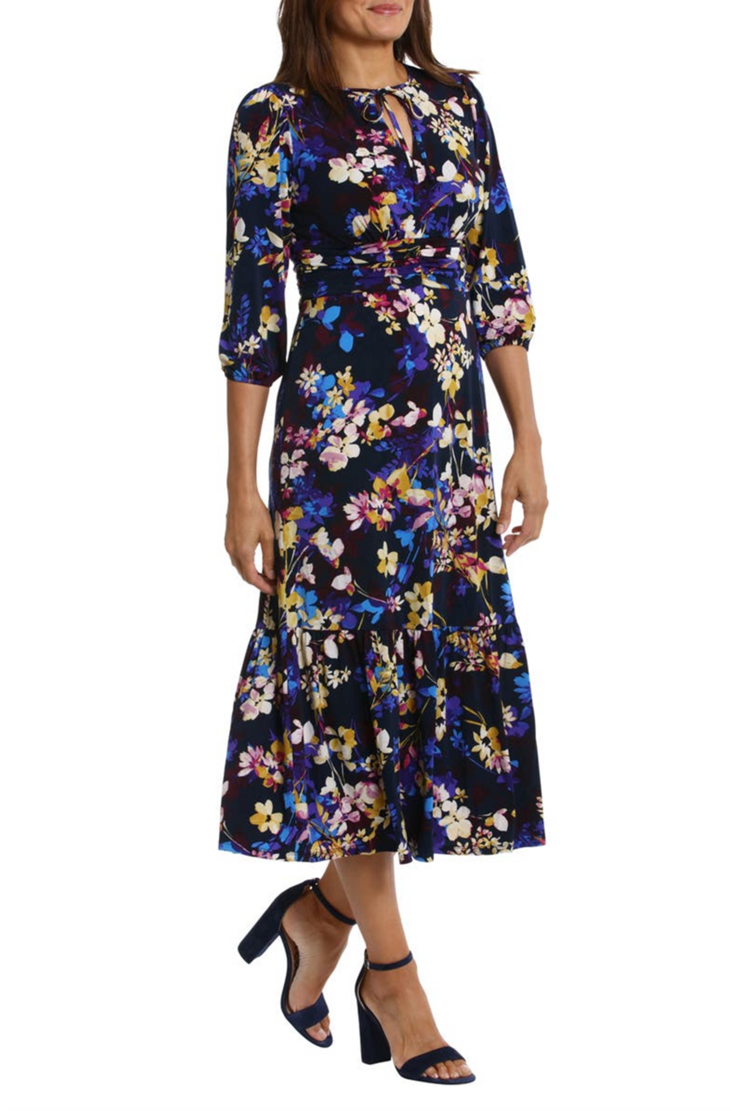 Maggy London Floral Tiered Midi Dress PLUS SIZE