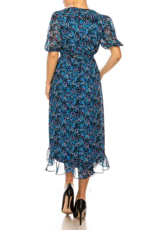 Maison Tara Short Sleeve Multilayered Ruffle Dress