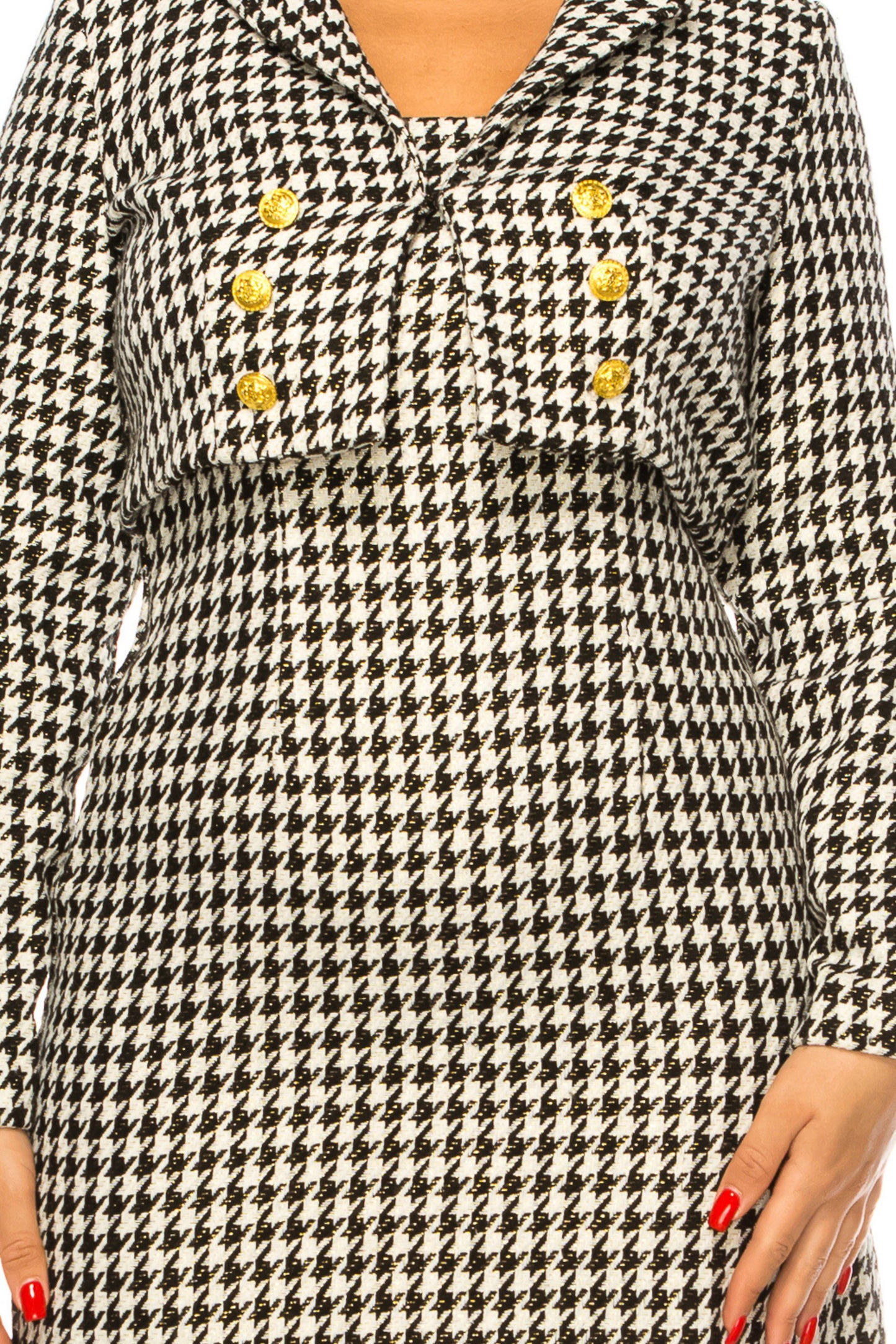 Maison Tara Houndstooth Print 2-Piece Jacket Dress