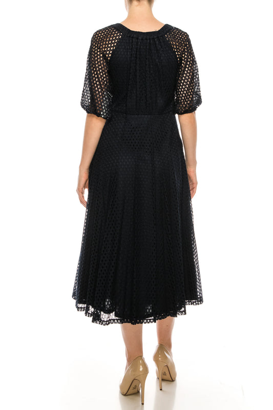Maison Tara Eyelet 3/4 Sleeve Dress
