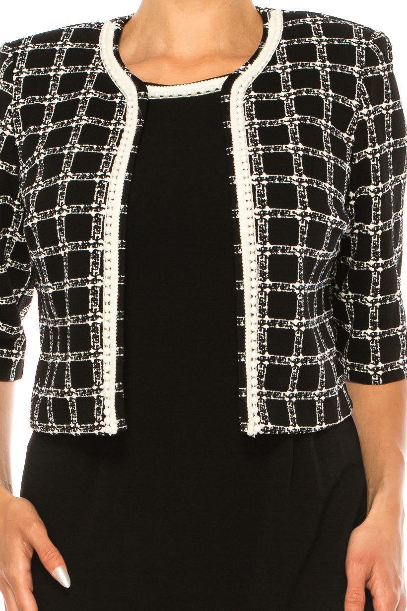 Maya Brooke Checkered Print Two-Piece Jacket Dress