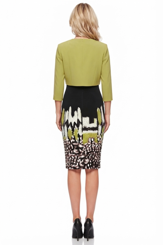 Maya Brooke Abstract Print Cropped Jacket Dress