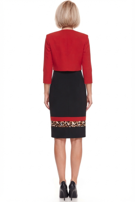 Maya Brooke 2-Pc Animal Print Cropped Jacket Dress