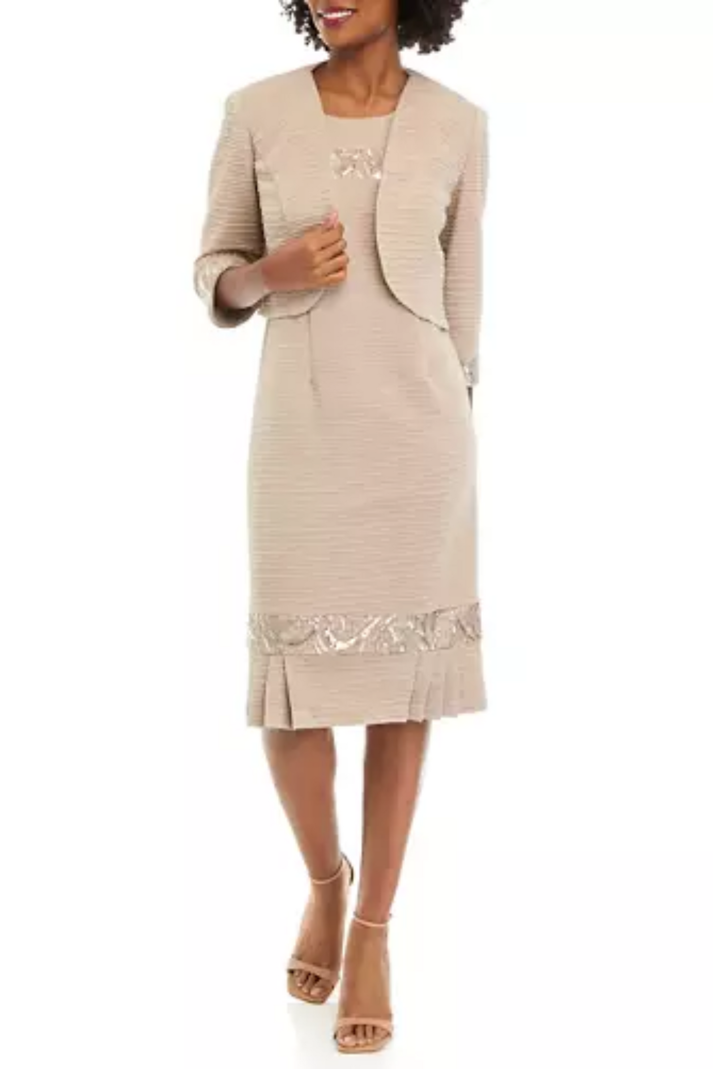 Maya Brooke Embroidered Sequin 2-Pc Jacket Dress