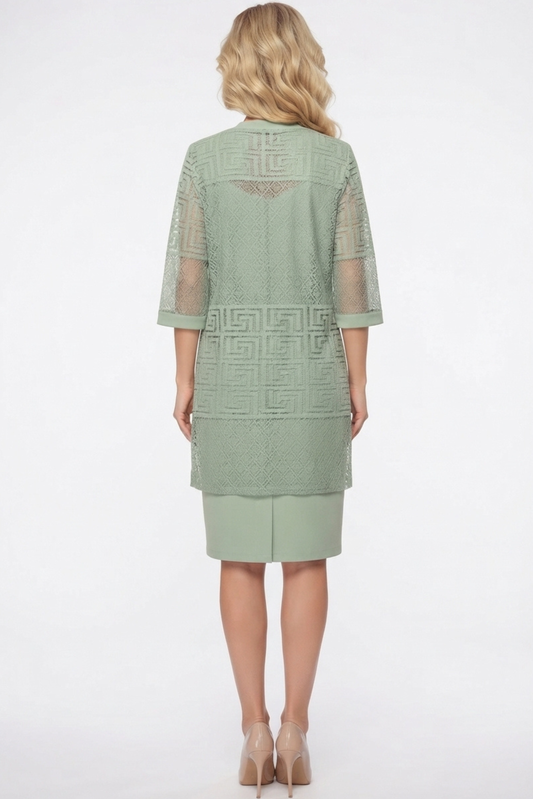 Maya Brooke Sage 2 piece 3/4 Sleeve Jacket Dress Set (PLUS SIZE)