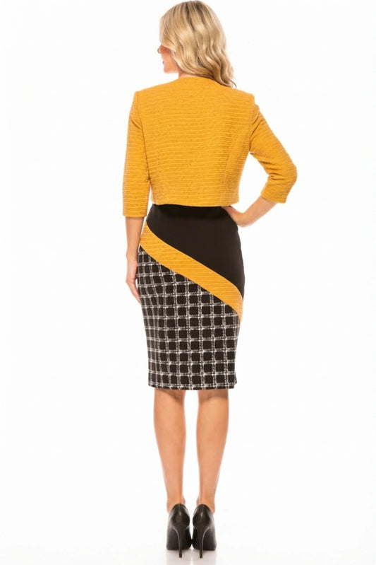 Maya Brooke Angled Contrast Print Jacket Dress