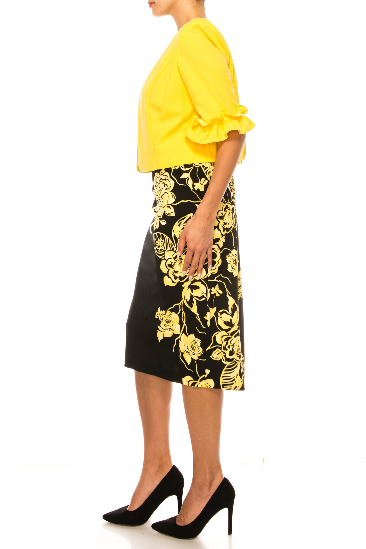 Maya Brooke 2-Pc Floral Print Ruffled Jacket Dress