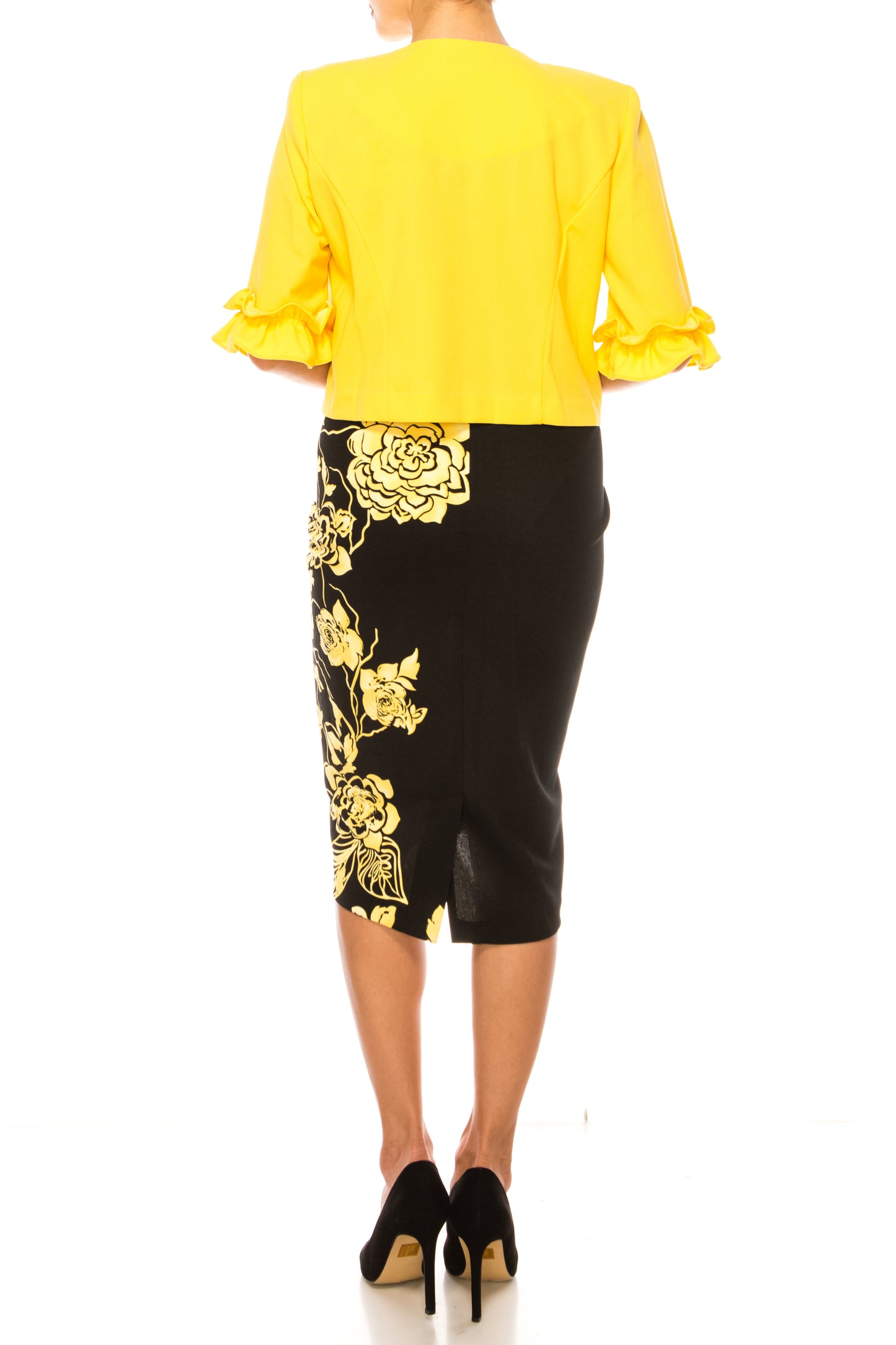 Maya Brooke 2-Pc Floral Print Ruffled Jacket Dress