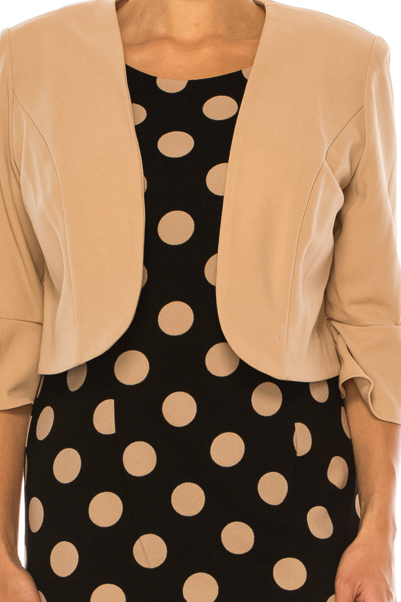 Maya Brooke Polka Dot Pleated Hem Jacket Dress