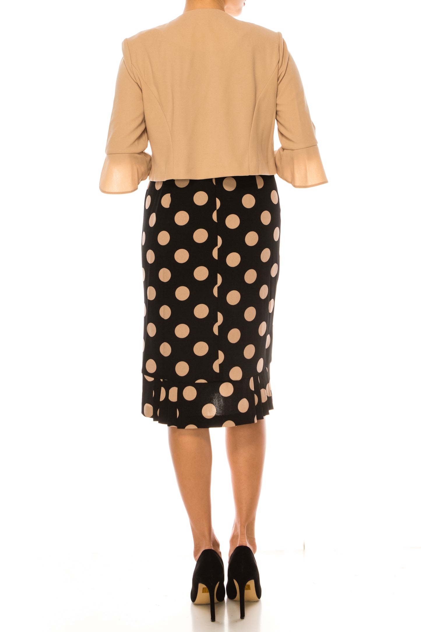Maya Brooke Polka Dot Pleated Hem Jacket Dress