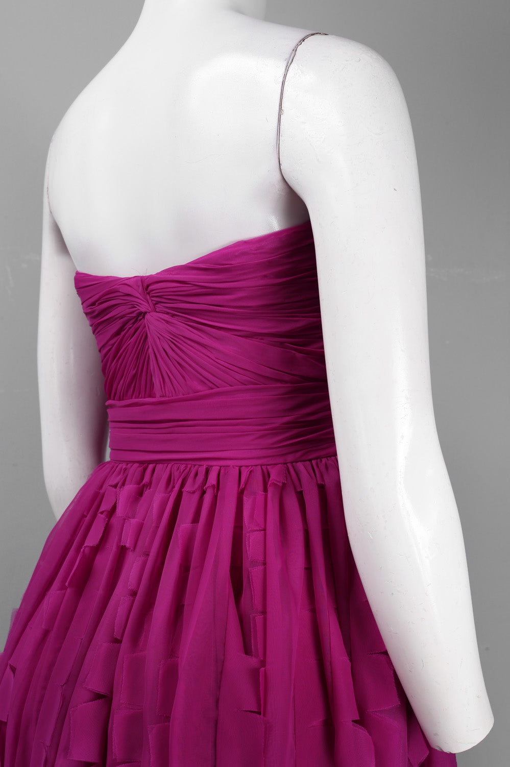 Monique Lhuillier Strapless Tiered Cut Short Dress