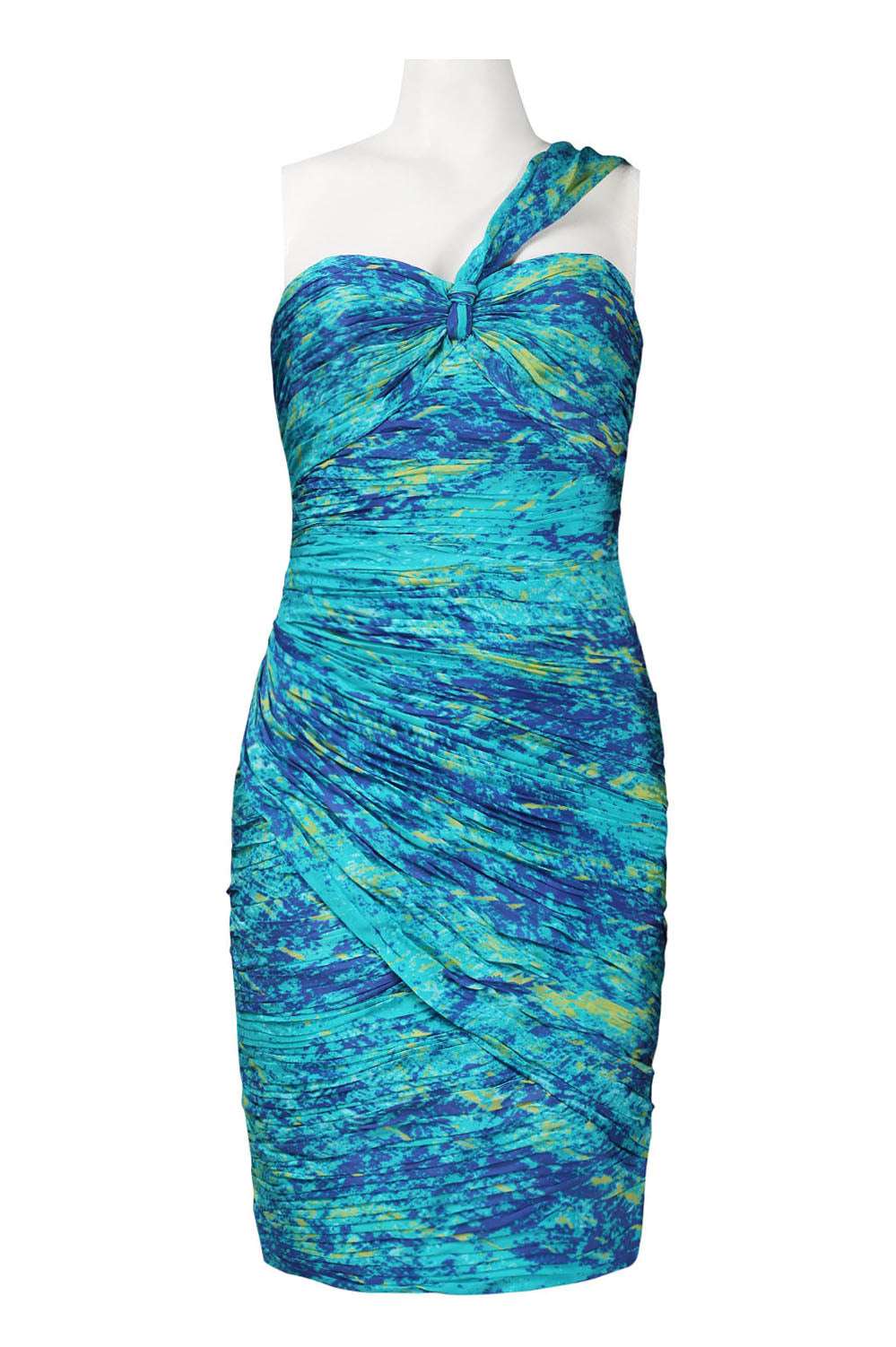 Monique Lhuillier One Shoulder Ruched Dress