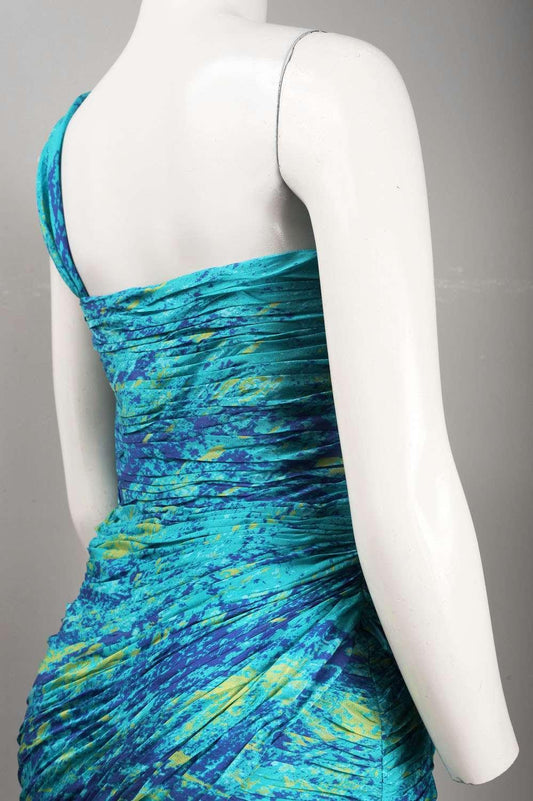 Monique Lhuillier One Shoulder Ruched Dress