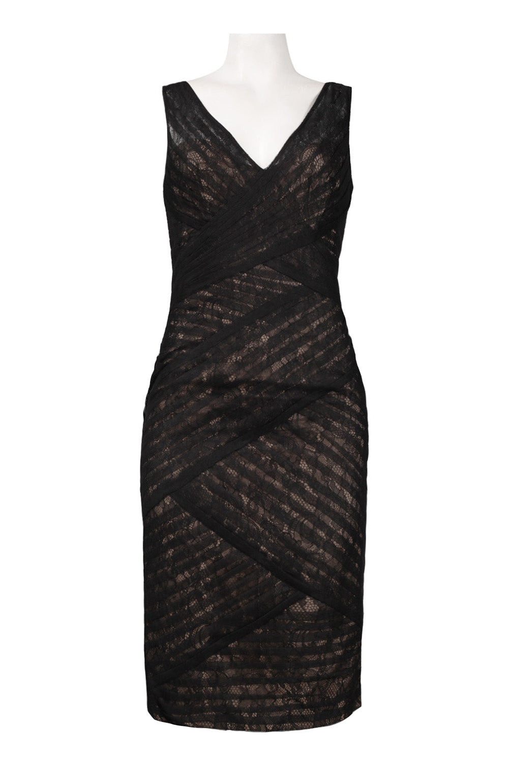 Monique Lhuillier Asymmetrical Lace Sheath Dress