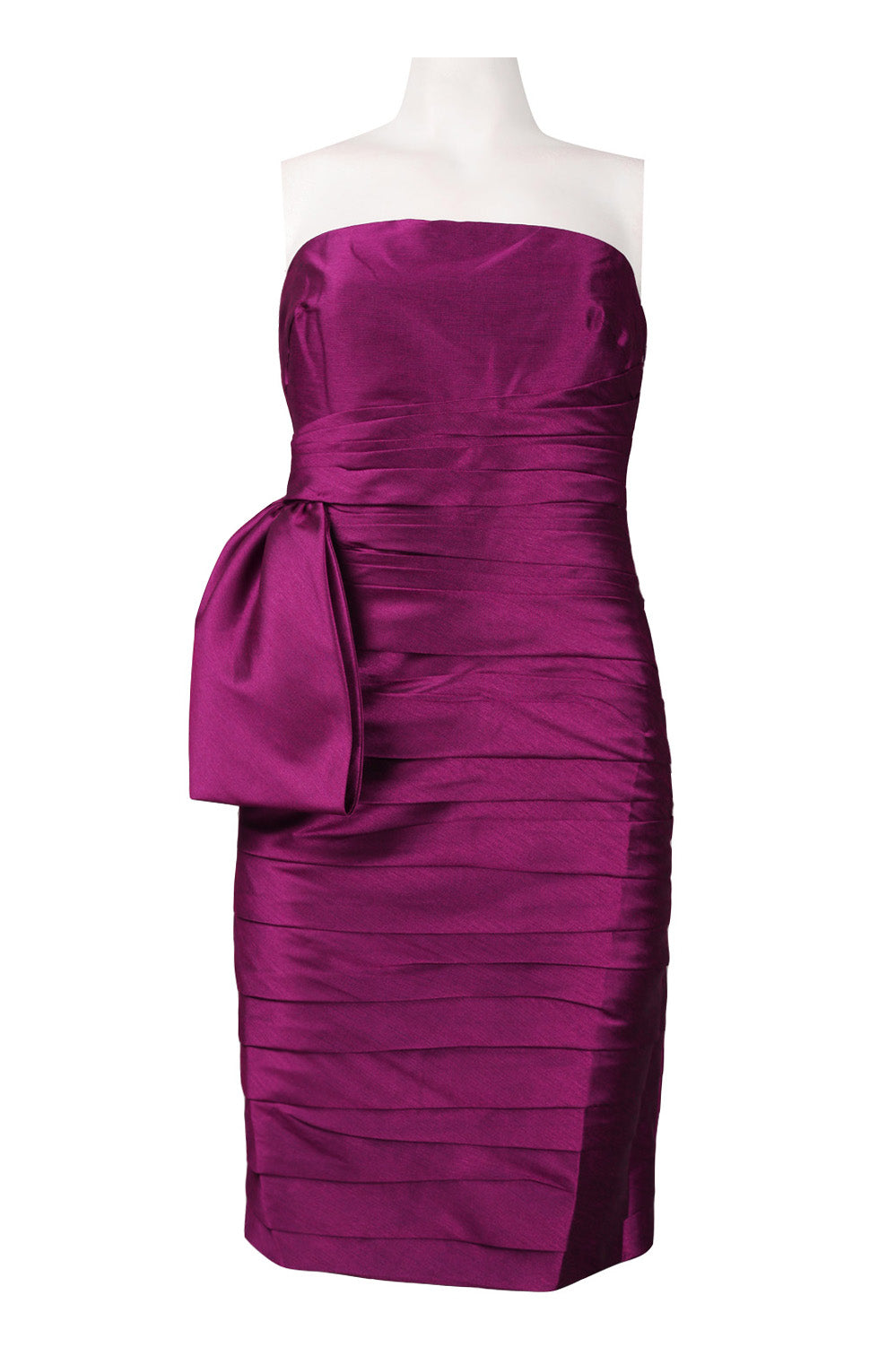 Monique Lhuillier Side Bow Pleated Strapless Dress