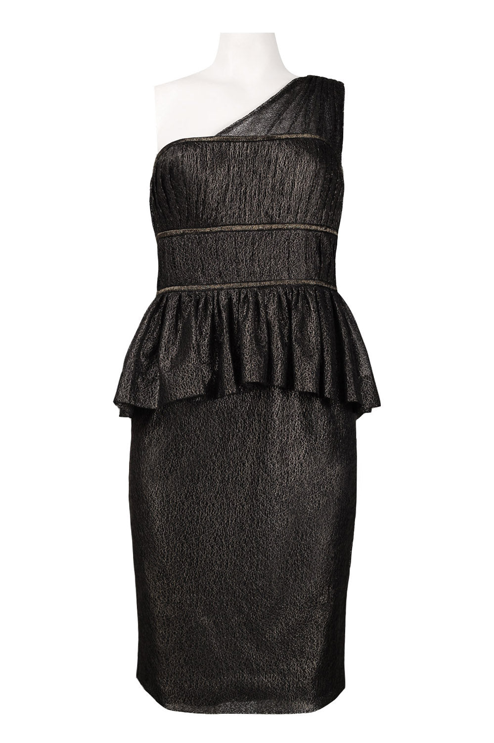 Monique Lhuillier One Shoulder Lace Peplum Dress