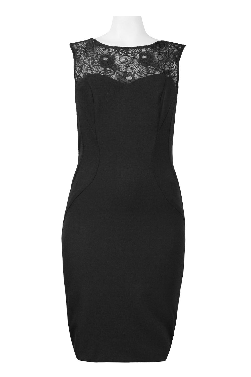 monique lhuillier black lace cocktail dress Corseted Lace Midi Dress 12 / Noir