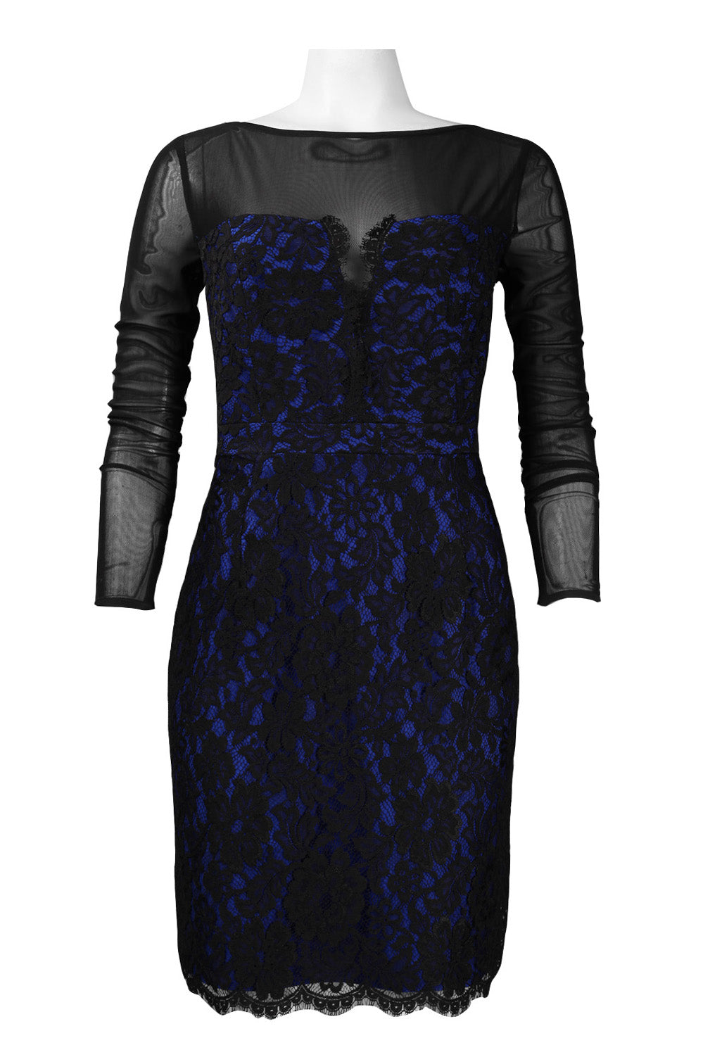 Monique Lhuillier Illusion Neckline Lace Dress