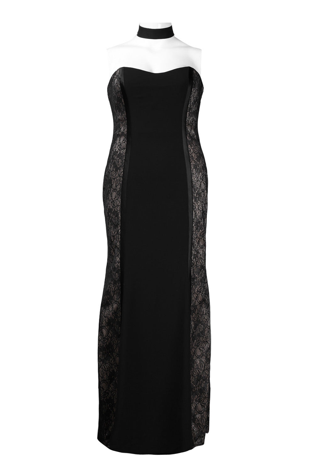 Monique Lhuillier Strapless Side Lace Inset Dress