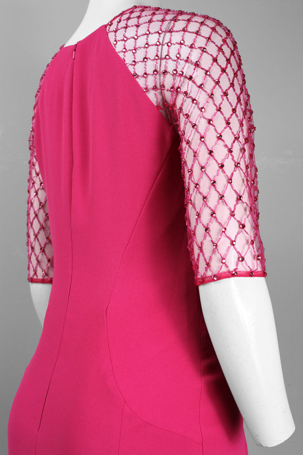 Monique Lhuillier Rhinestone Illusion Sleeve Dress