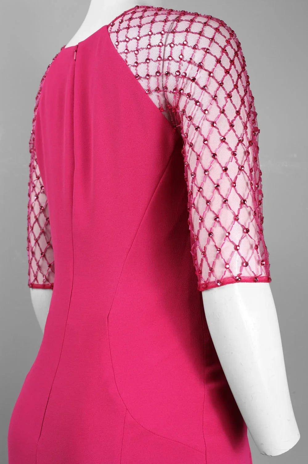 Monique Lhuillier Rhinestone Illusion Sleeve Dress