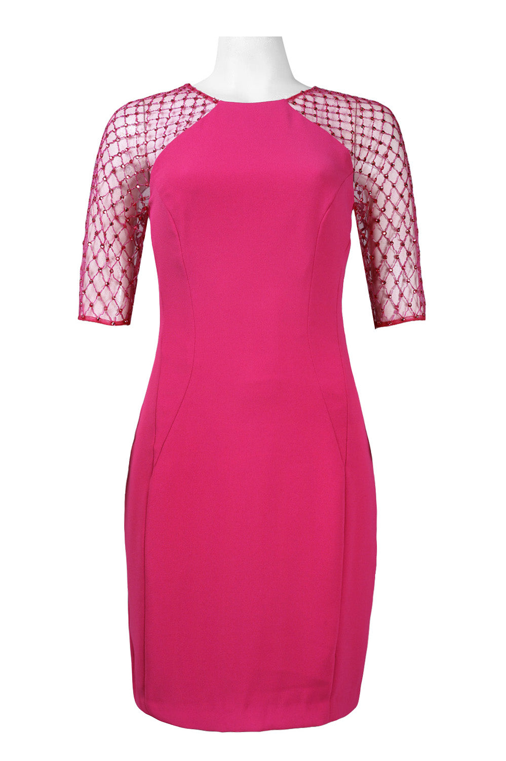 Monique Lhuillier Rhinestone Illusion Sleeve Dress