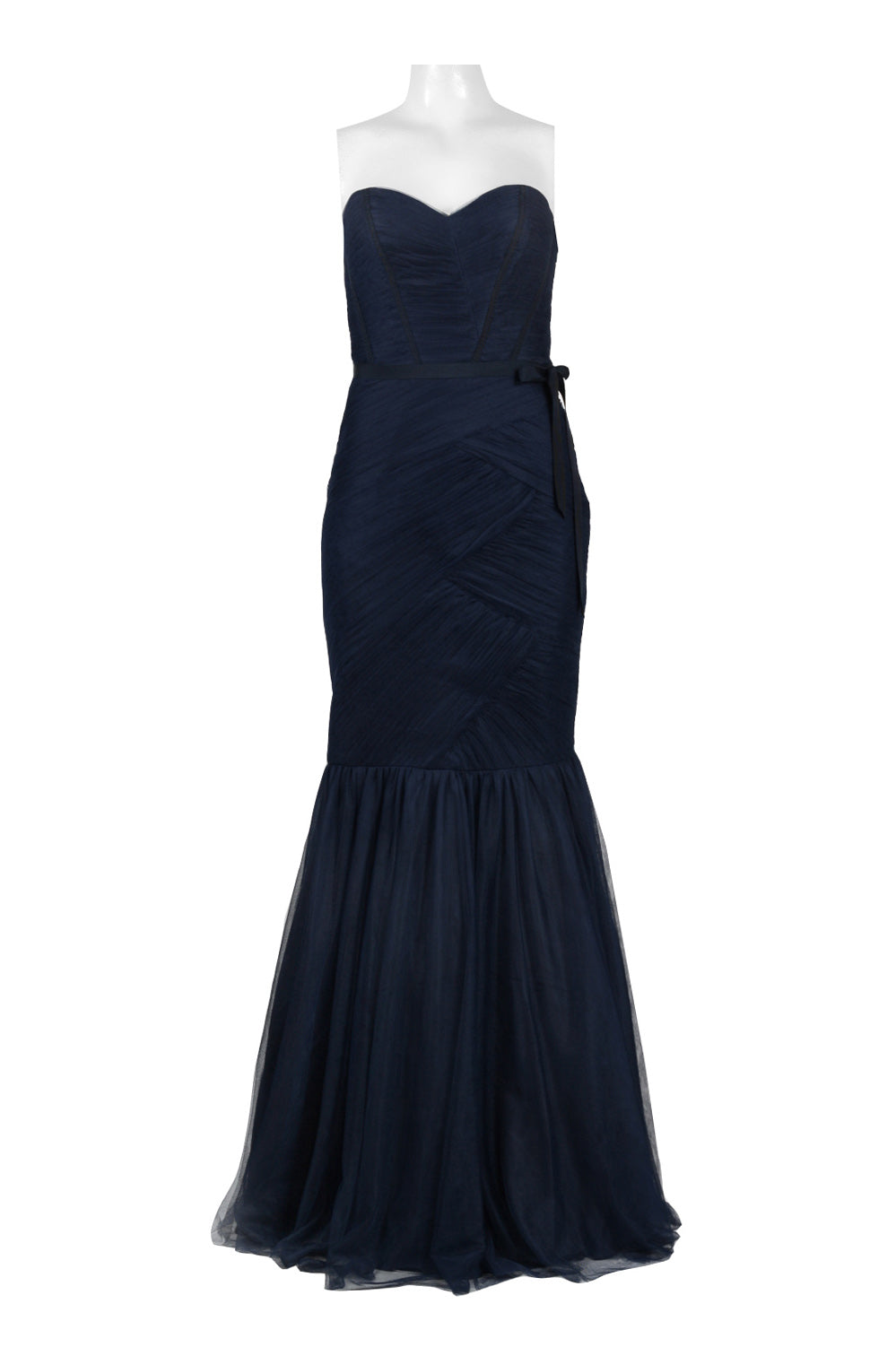 Monique Lhuillier Pleated Strapless Mermaid Dress