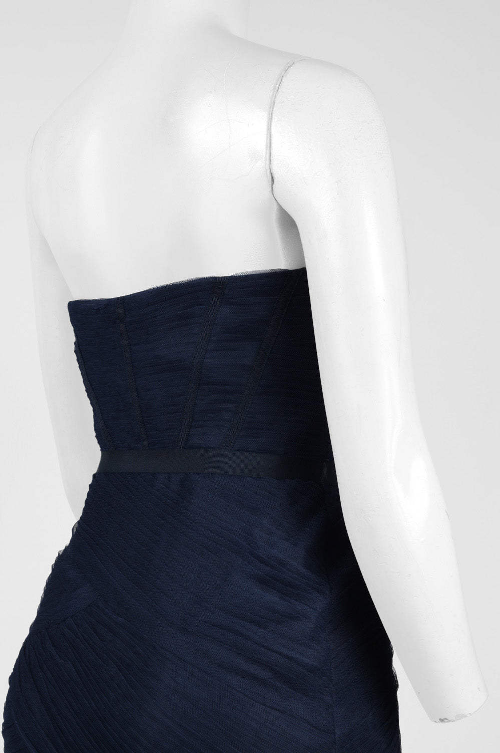 Monique Lhuillier Pleated Strapless Mermaid Dress