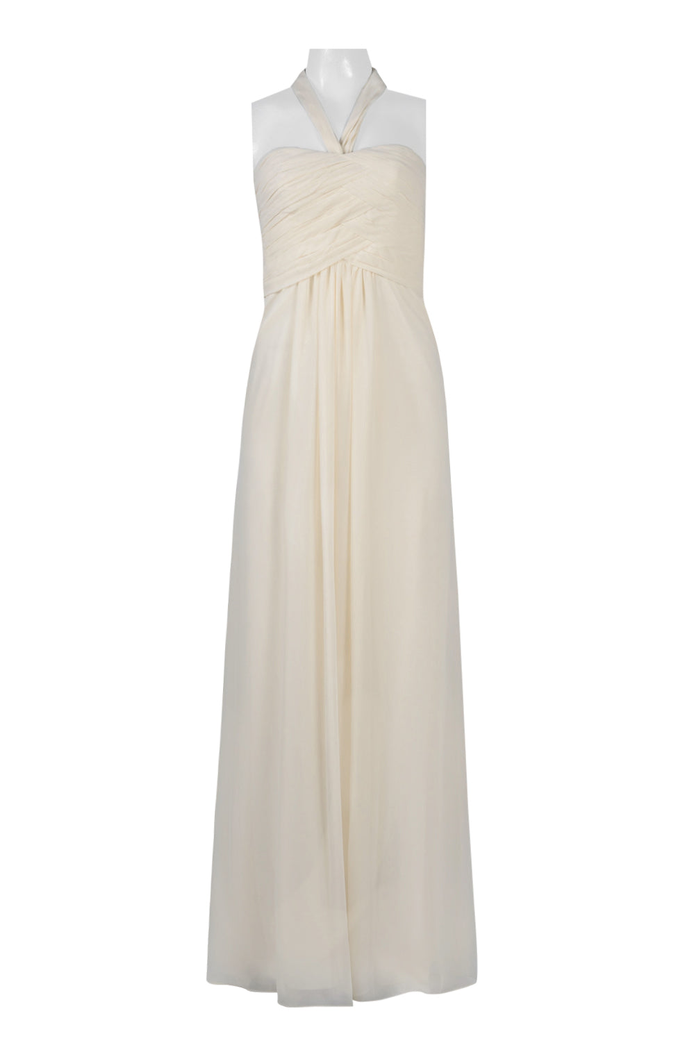 Monique Lhuillier Ruched Halter Neck Evening Dress