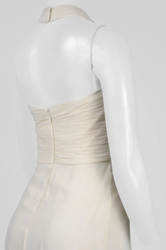 Monique Lhuillier Ruched Halter Neck Evening Dress