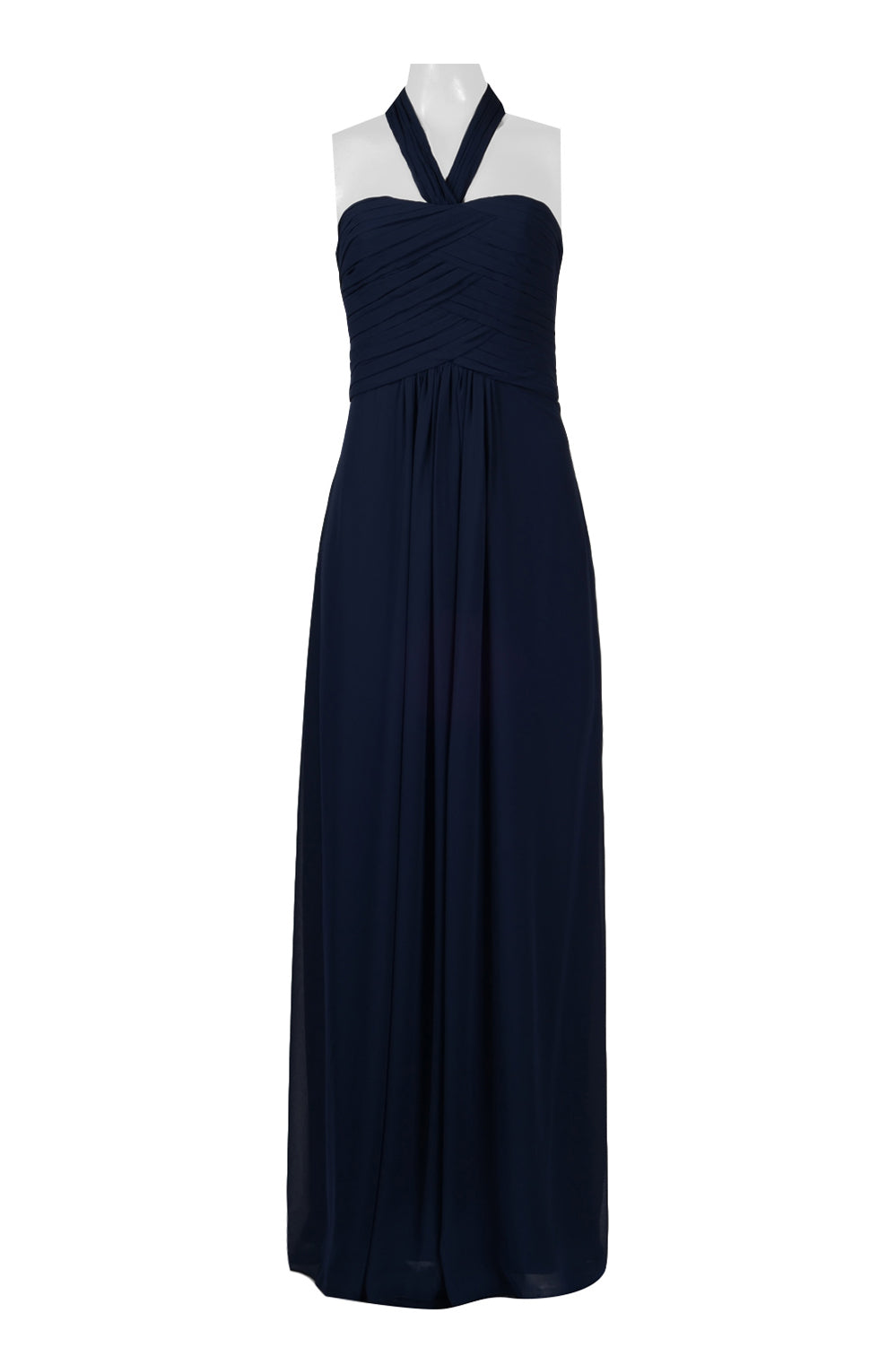 Monique Lhuillier Ruched Halter Neck Evening Dress New Yorker's Apparel Monique Lhuillier Ruched Halter Neck Evening Dress New Yorker's Apparel