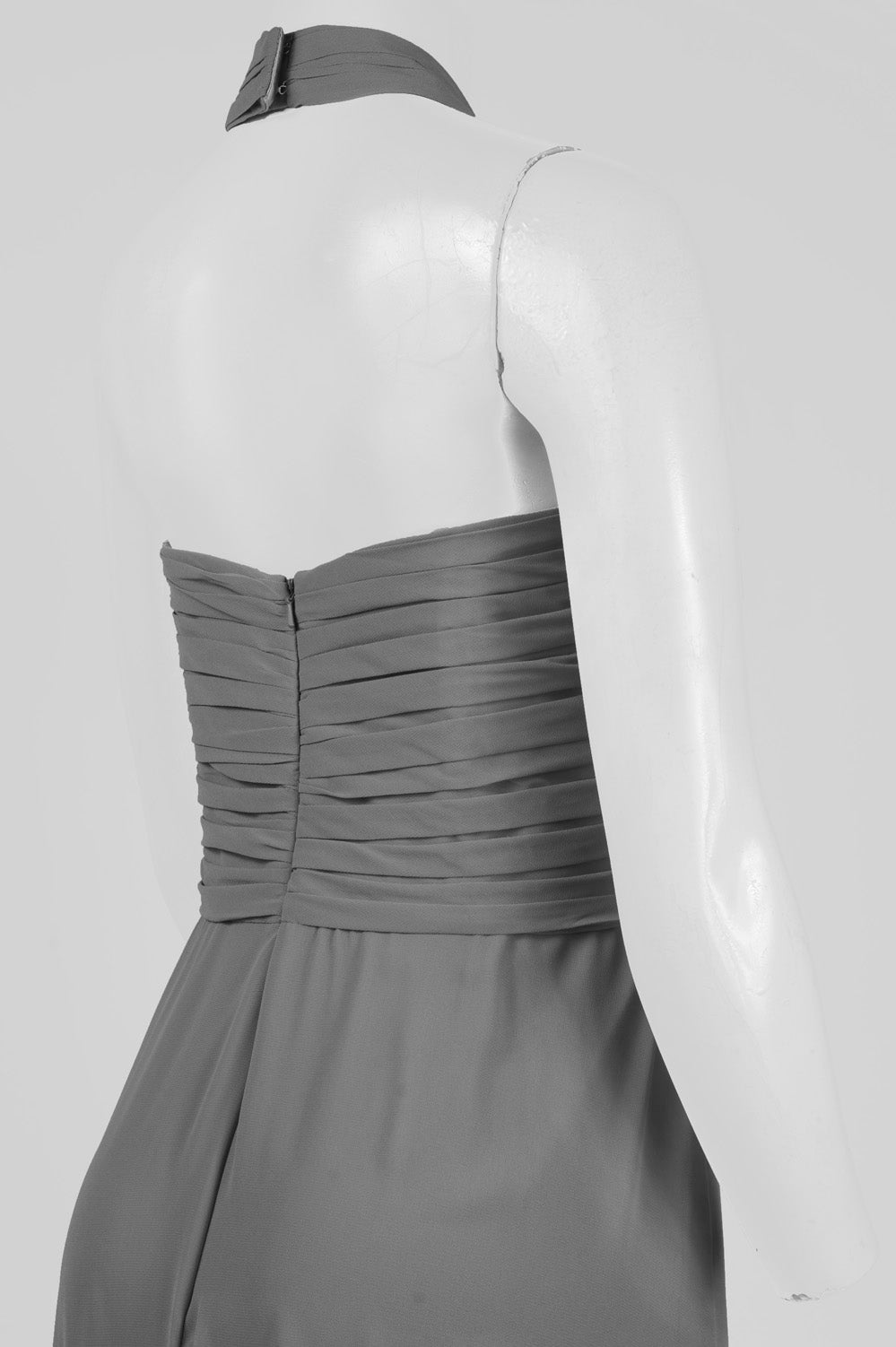 Monique Lhuillier Ruched Halter Neck Evening Dress