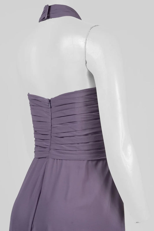 Monique Lhuillier Ruched Halter Neck Evening Dress