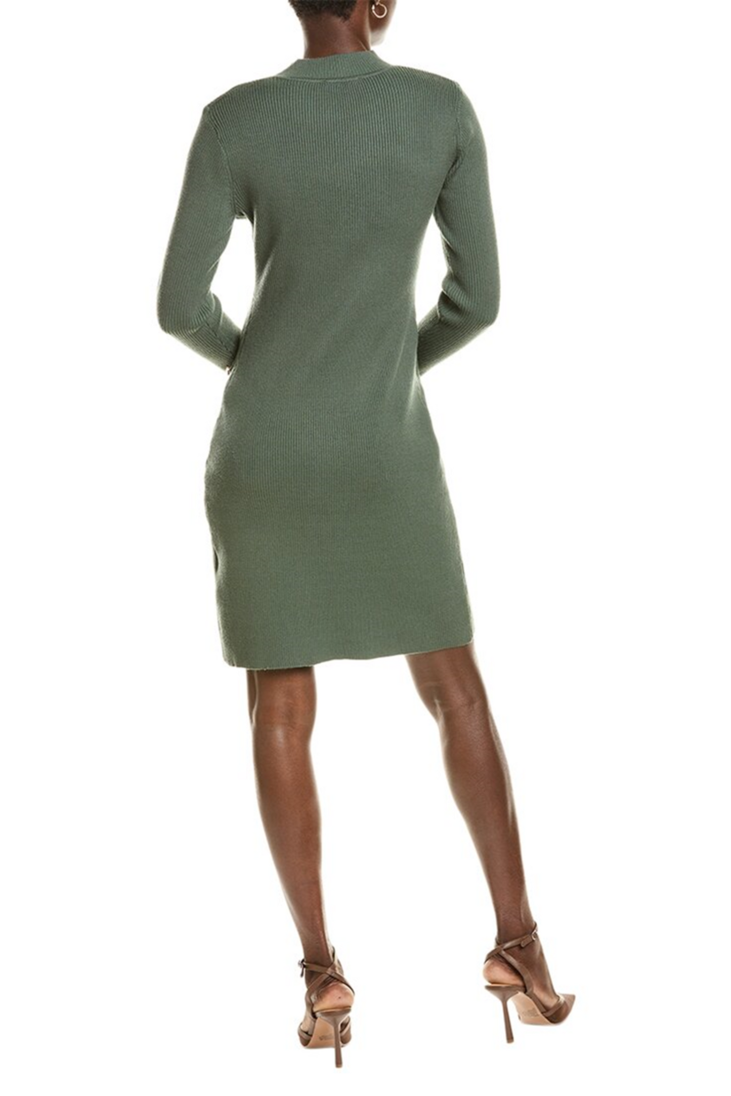 Nicole Miller Ribbed Buttoned Skirt Sweater Dress