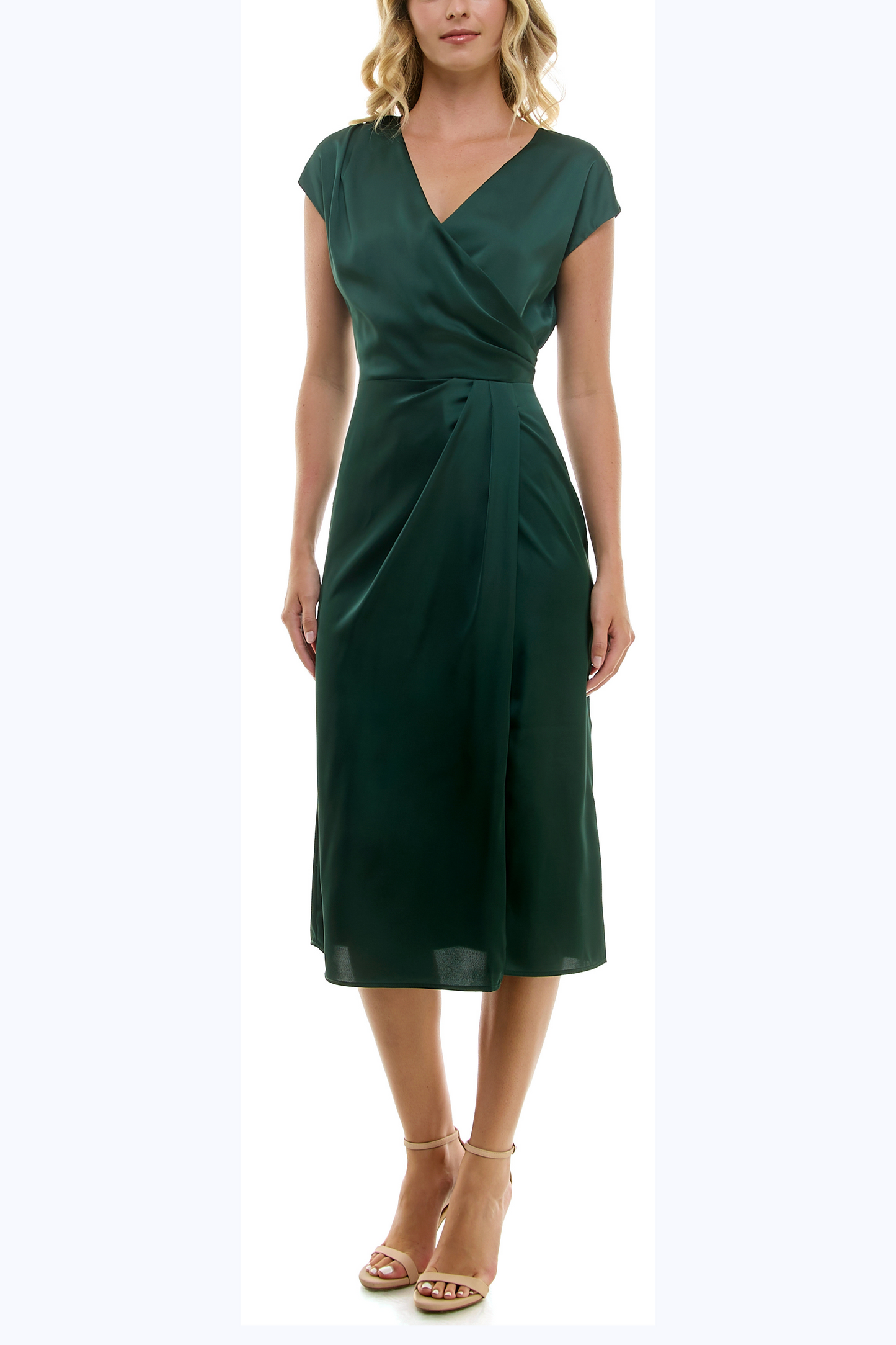 Nicole Miller Faux Wrap Cap Sleeve Cocktail Dress