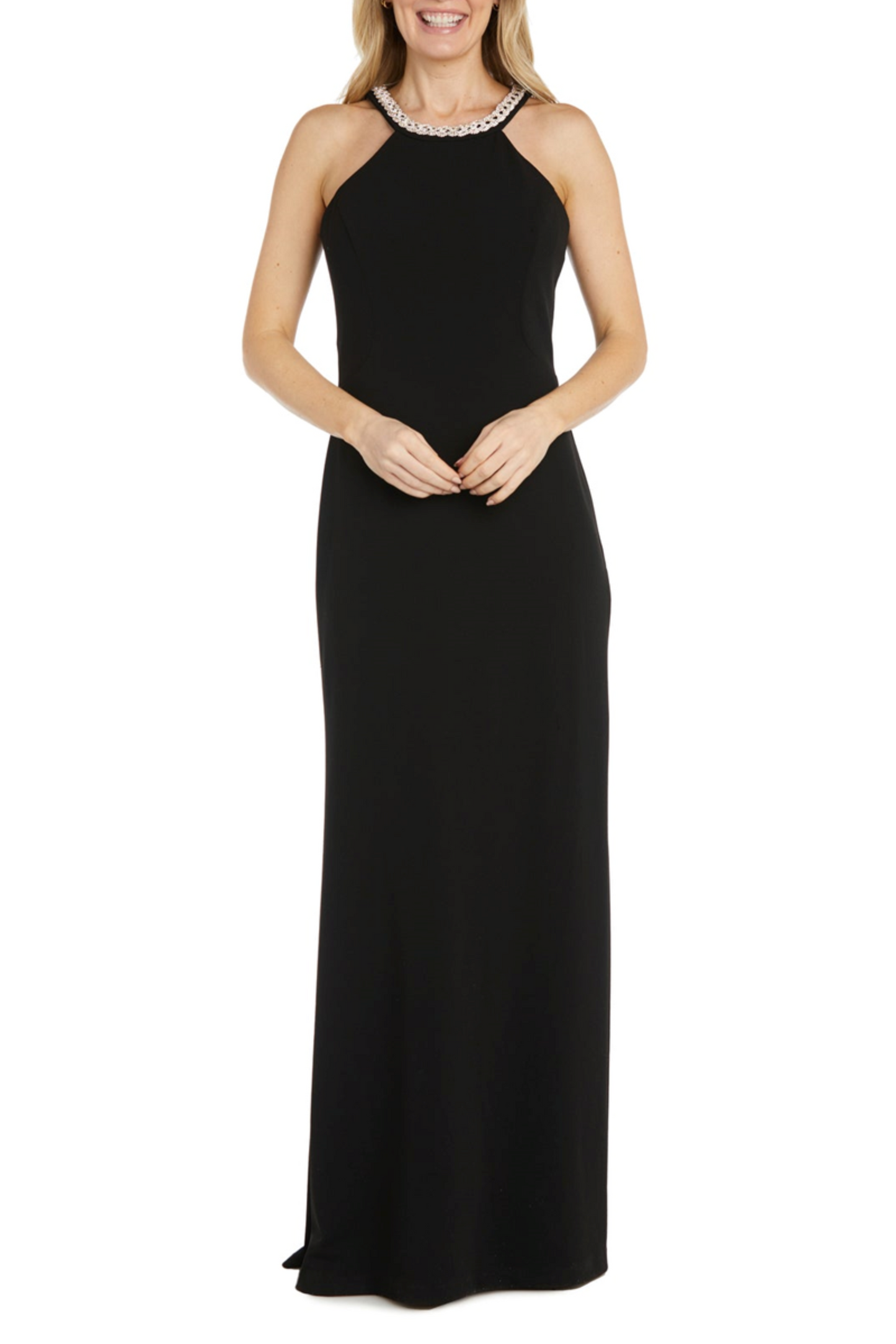 Nightway Studded Halter Neck Long Evening Dress
