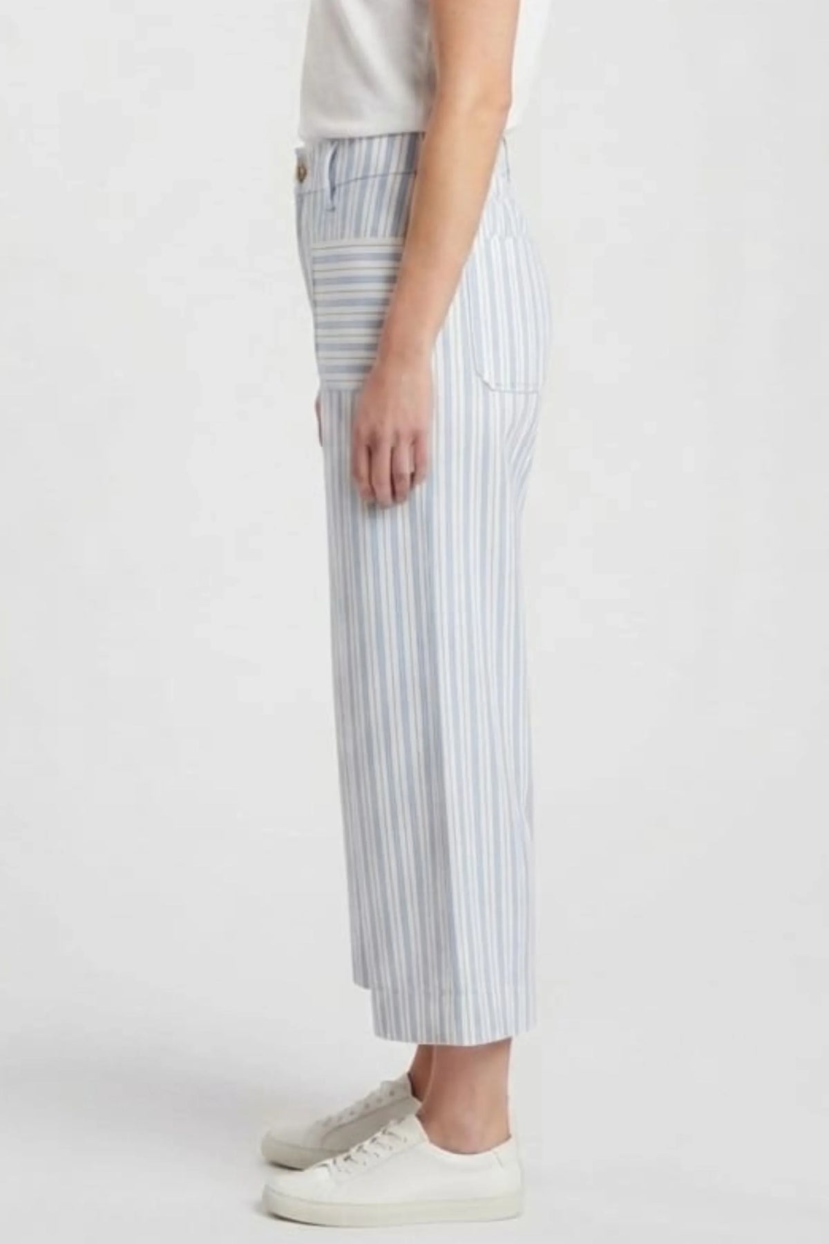 Zac & Rachel Victoria Blue Striped Wide-Leg Crop Pants