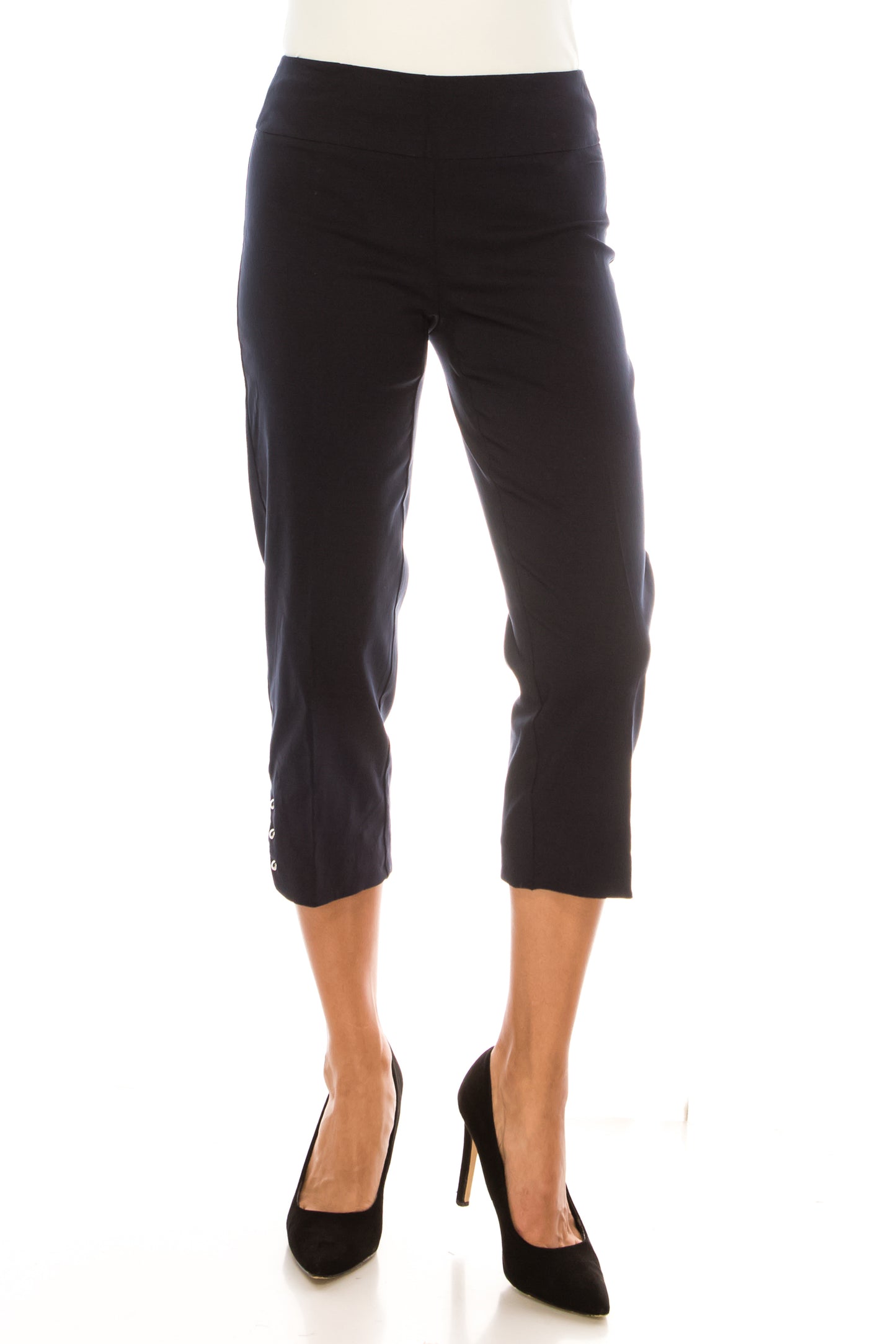 Zac & Rachel Pull-On Studded Leg Capri Pants