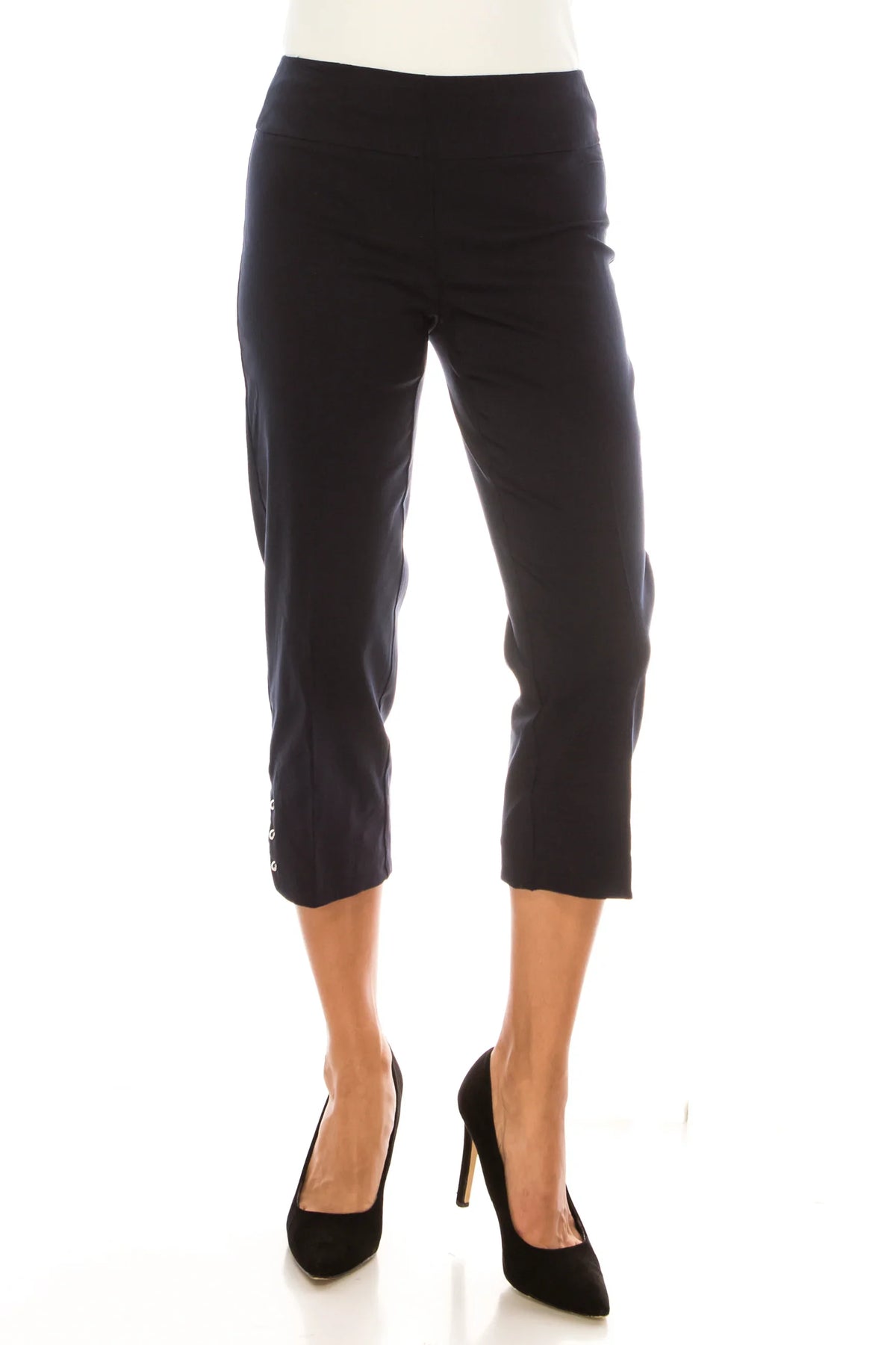 Zac & Rachel Pull-On Studded Leg Capri Pants