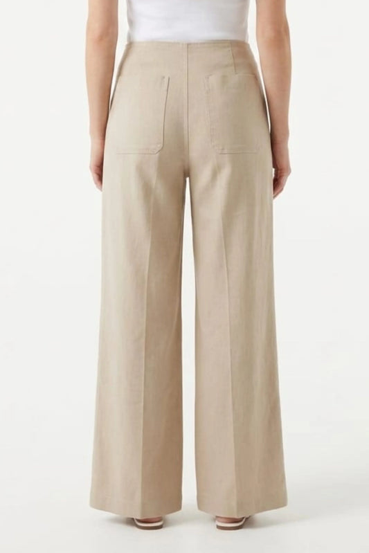 Zac & Rachel Cobblestone Heather High-Waist Wide-Leg Utility Pants