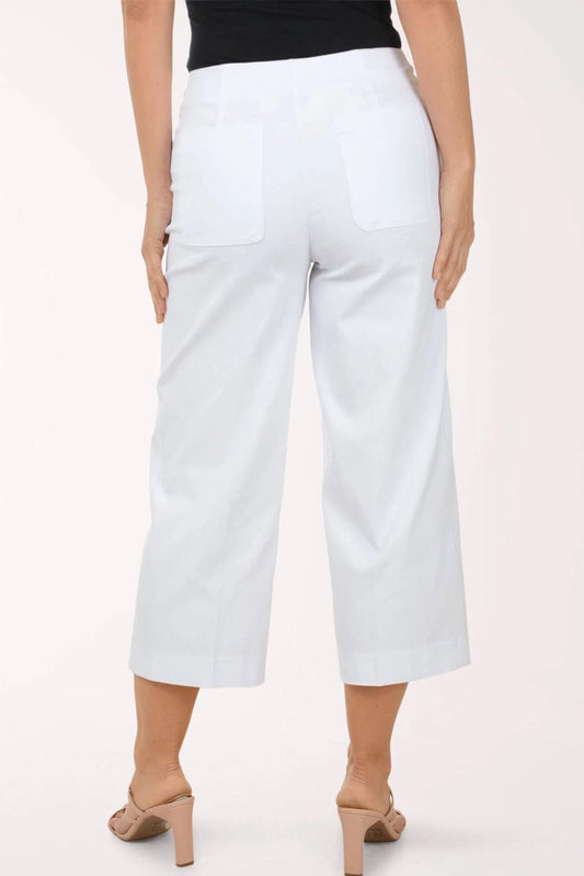 Zac & Rachel Optic White Scallop Pocket Crop Pants