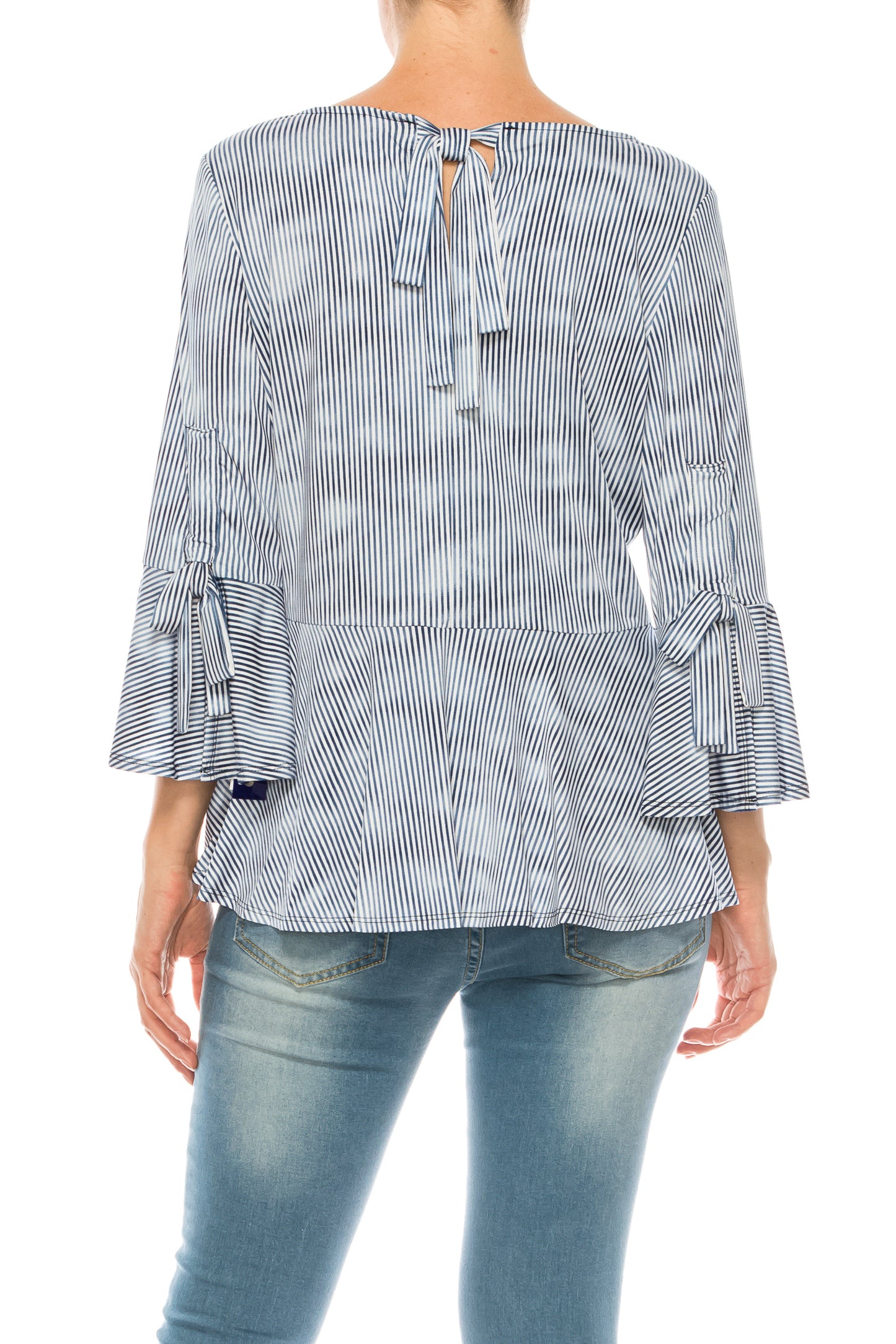 Nygard Indigo Cloud Stiped Peplum Top