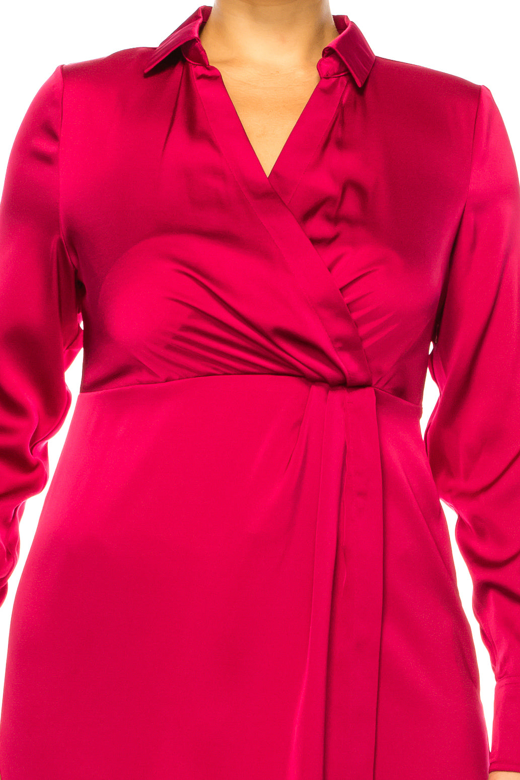 Nicole Miller Long Sleeve Faux Wrap Midi Dress