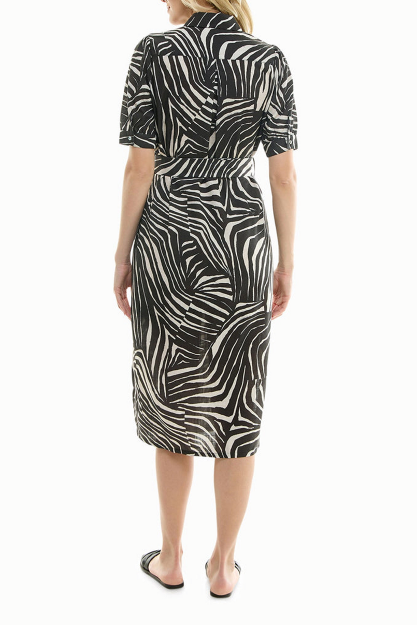 Nicole Miller Printed Belted Midi Shirt Dress