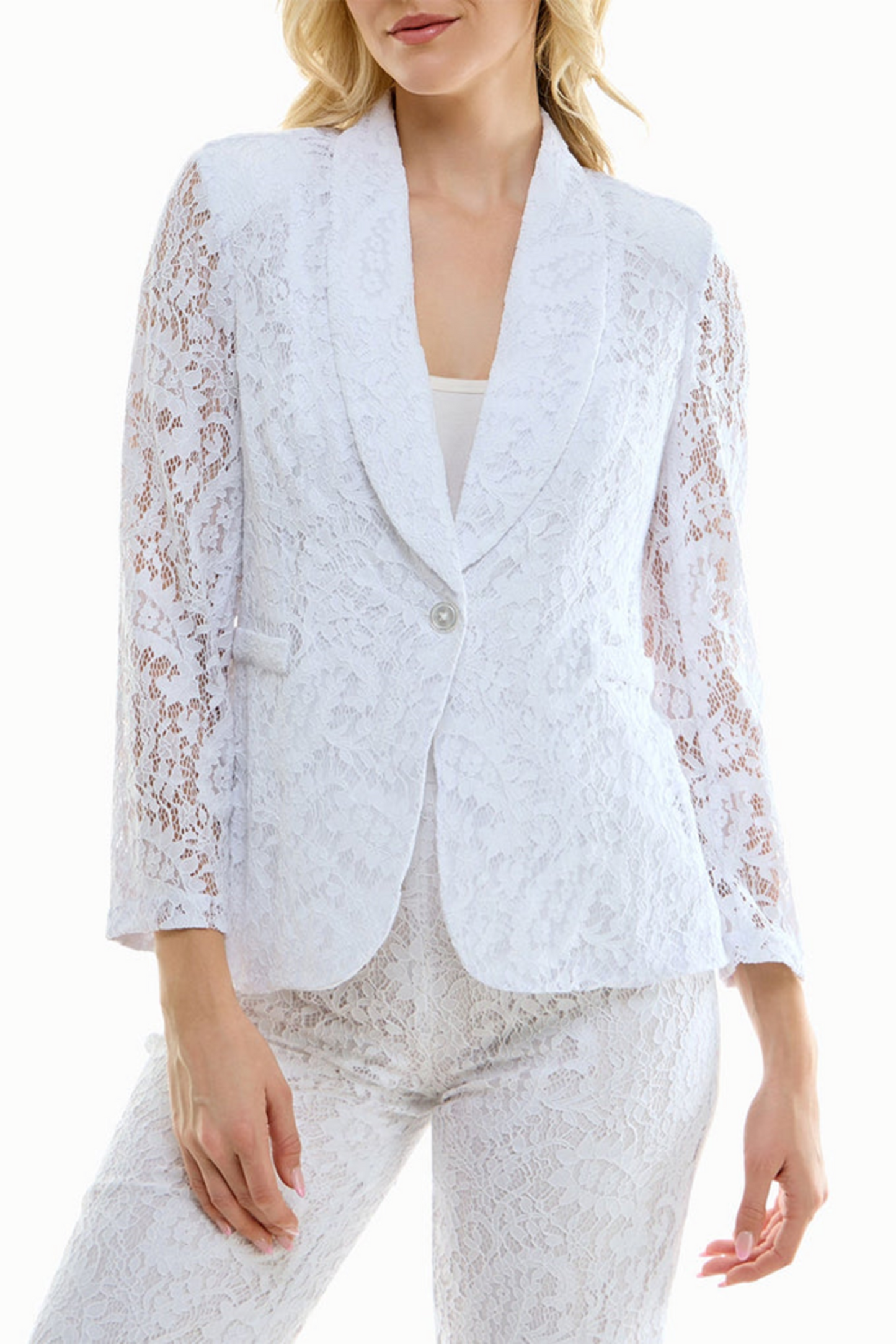 Nicole Miller Shawl Lapel Sheer Lace Blazer