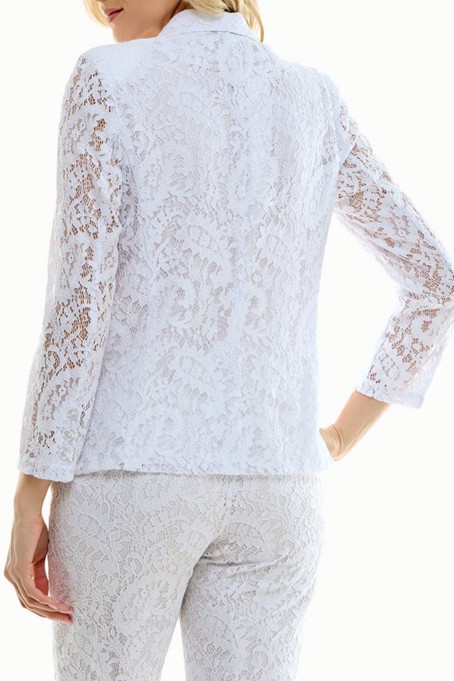 Nicole Miller Shawl Lapel Sheer Lace Blazer