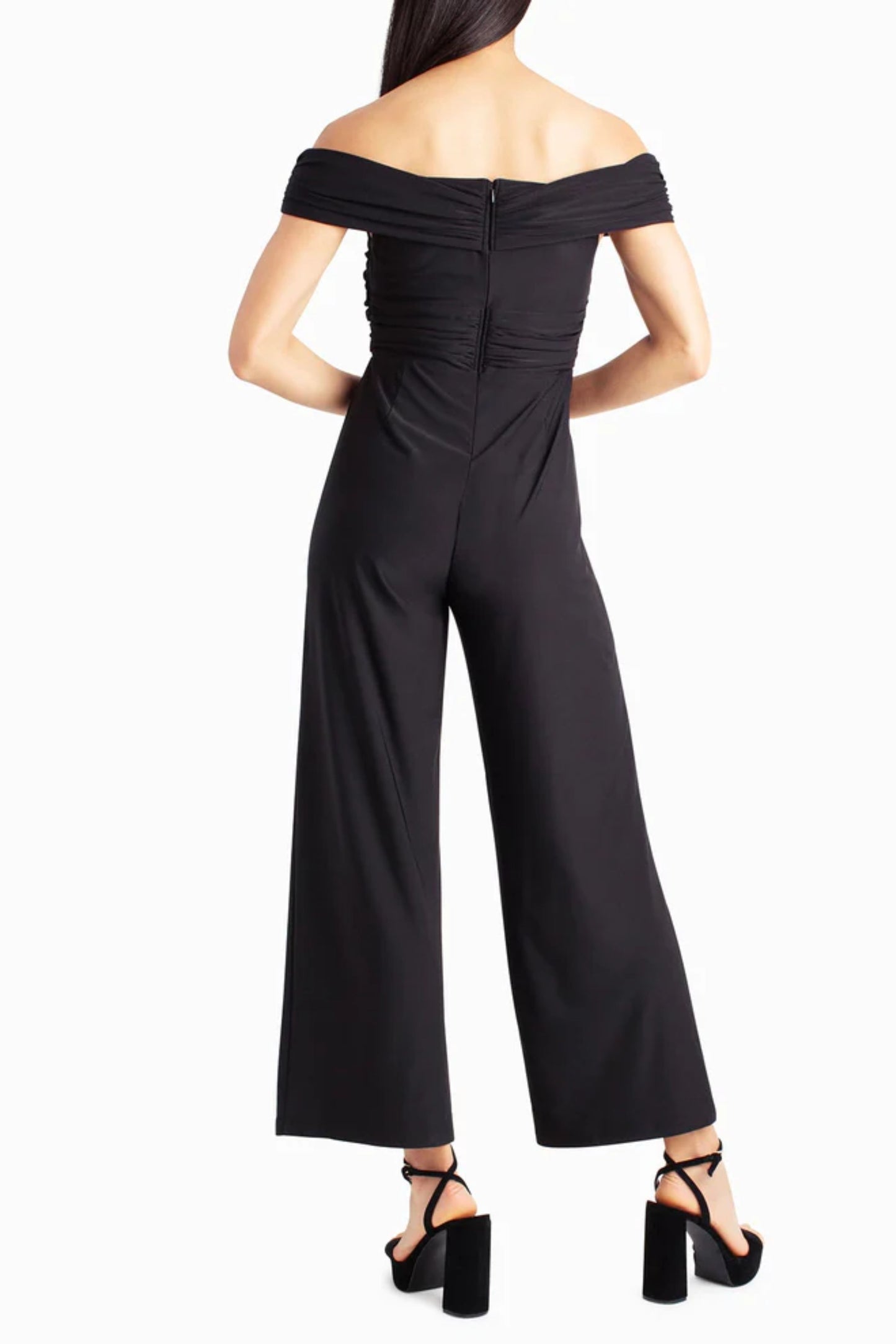 Nicole Miller Off-the-Shoulder Ruched Top Jumpsuit