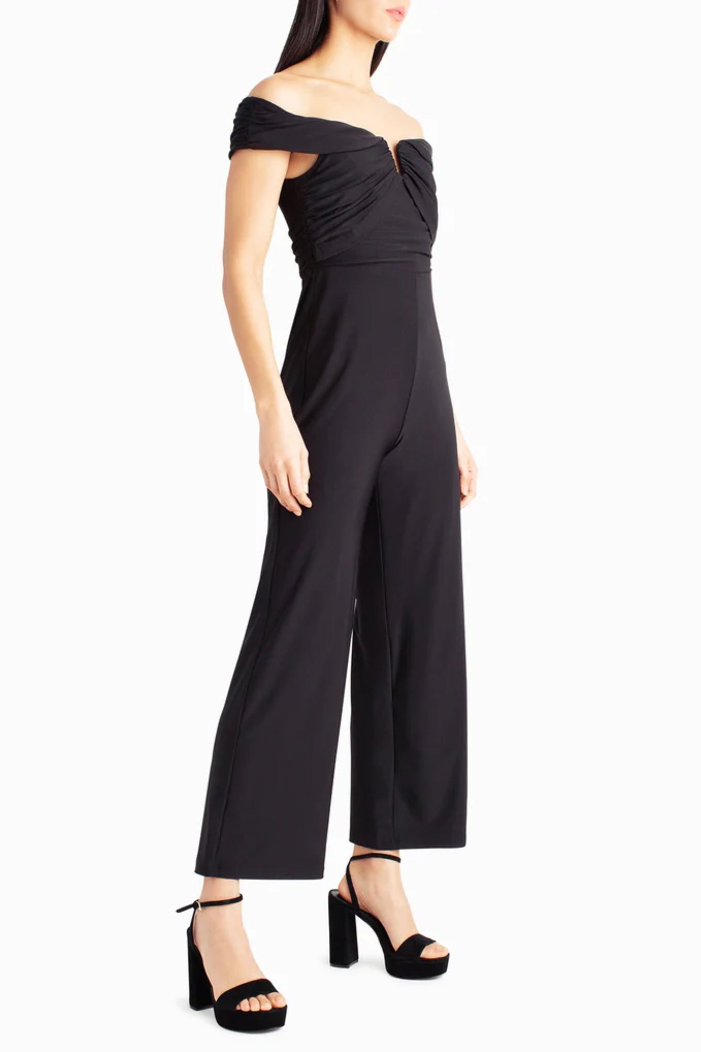 Nicole Miller Off-the-Shoulder Ruched Top Jumpsuit