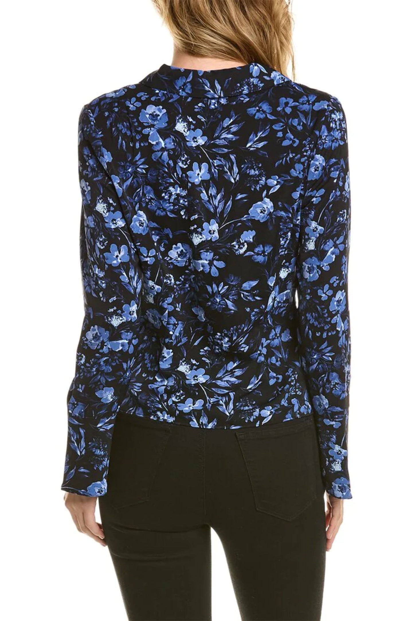Nicole Miller Floral Long Sleeve Twisted-Knot Top