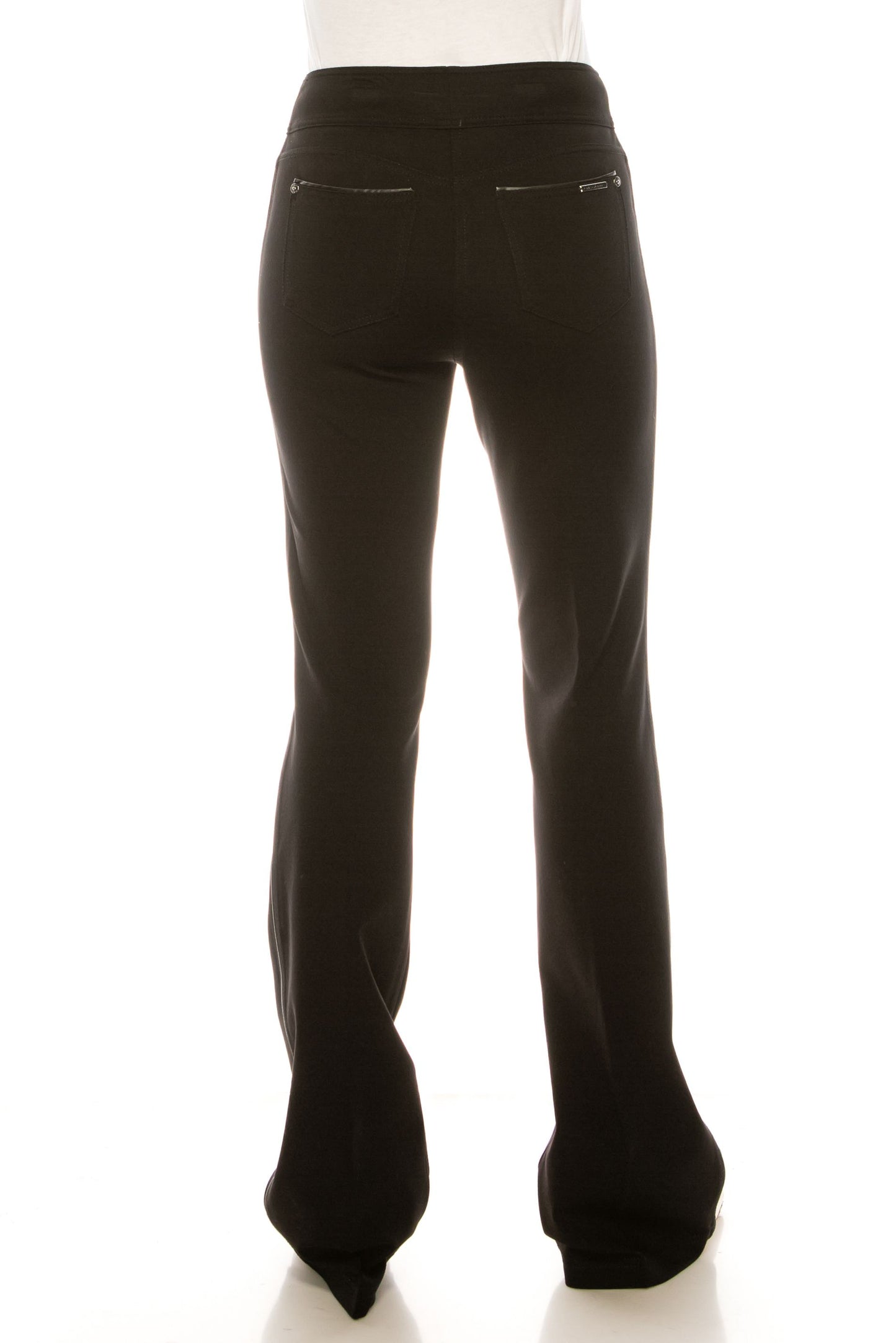 Nygard Faux-Leather Piping Detail Boot Cut Pants